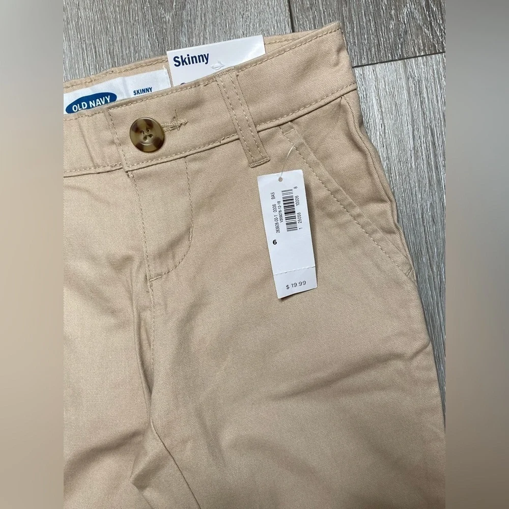 Old Navy Girl School Uniform Kaki Stretch Skinny Adjustable Waist Pants Size 6